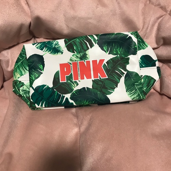 PINK Tropical Leaf Print Make-up Bag